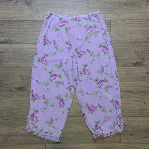 Y2K Purple Rose Mesh Size Large Pants With Ruffle Accents